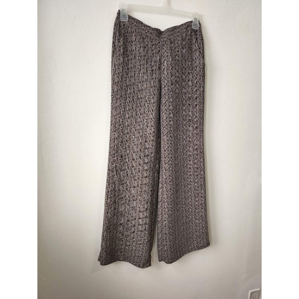 Geometric Pattern Wide-Leg Pants 4 Pockets Office Wear Palazzo Trousers Relaxed